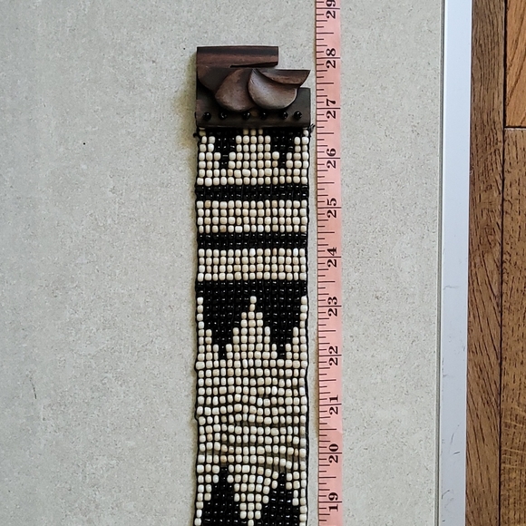 Vintage Beaded and Wooden Cinch Belt - Picture 7 of 8